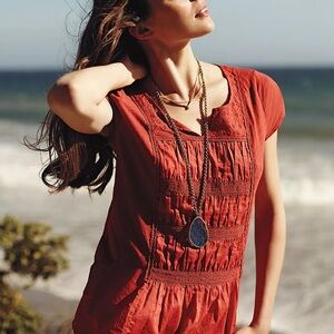 Anthropologie meadow rue cuyama burnt orange shirt size xs